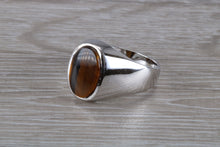 Load image into Gallery viewer, Natural Tigers Eye set Silver Signet Ring