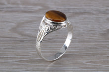 Load image into Gallery viewer, Natural Tigers Eye set Silver Ring