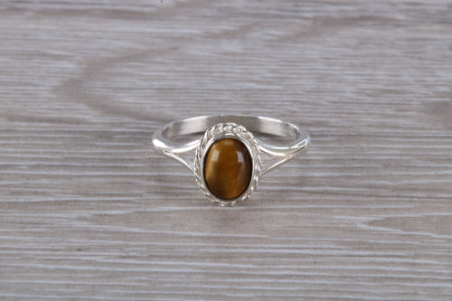 Silver Natural Tigers Eye Ring