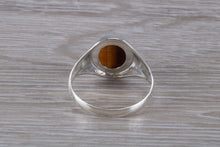 Load image into Gallery viewer, Natural Tigers Eye set Silver Signet Ring