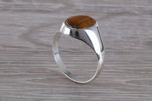 Load image into Gallery viewer, Natural Tigers Eye set Silver Signet Ring