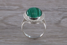 Load image into Gallery viewer, Large Oval cut Malachite set Silver Ring