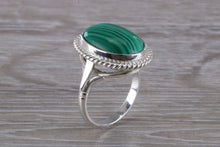 Load image into Gallery viewer, Large Oval cut Malachite set Silver Ring