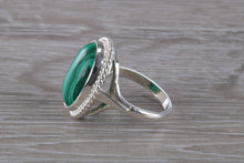Load image into Gallery viewer, Large Oval cut Malachite set Silver Ring