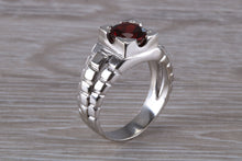 Load image into Gallery viewer, Chunky Gents Garnet set Silver Ring