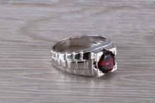 Load image into Gallery viewer, Chunky Gents Garnet set Silver Ring