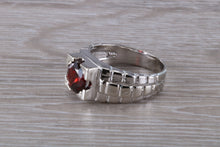 Load image into Gallery viewer, Chunky Gents Garnet set Silver Ring