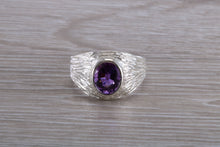 Load image into Gallery viewer, Natural Oval cut Amethyst set Silver Ring
