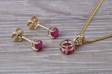 Load image into Gallery viewer, Round cut Ruby Necklace with Matching Earrings