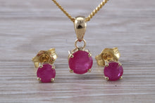 Load image into Gallery viewer, Round cut Ruby Necklace with Matching Earrings