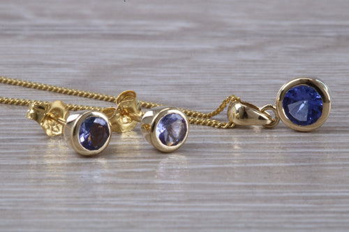 Blue Sapphire Necklace with Matching Earrings