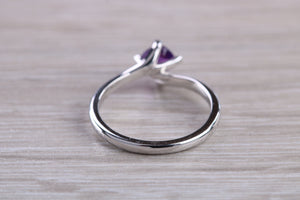 Chequered cut Amethyst Twist Shank Ring