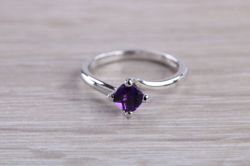 Chequered cut Amethyst Twist Shank Ring