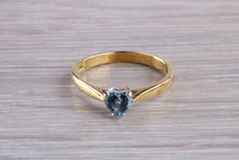 Load image into Gallery viewer, Heart Shaped Aquamarine set 18ct Gold and Platinum Solitaire