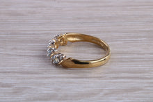 Load image into Gallery viewer, Blue topaz and diamond set ring. 9ct yellow gold with real diamonds and real topaz