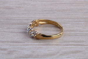 Blue topaz and diamond set ring. 9ct yellow gold with real diamonds and real topaz