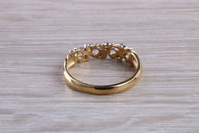 Load image into Gallery viewer, Blue topaz and diamond set ring. 9ct yellow gold with real diamonds and real topaz