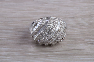 Very large natural Diamond set ladies dress ring. round and baguette cut diamonds, 18ct gold. Dress, cocktail, anniversary,statement ring