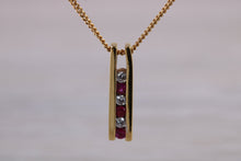 Load image into Gallery viewer, Natural Ruby and Diamond Pendant Set in 18ct yellow Gold With Chain.Real Rubies and Diamonds. Perfect Anniversary Gift