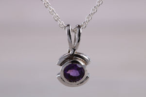 Round cut Half carat Amethyst set White Gold Necklace