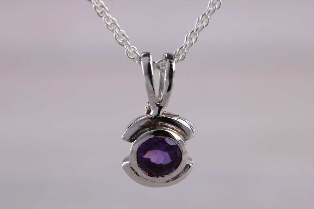 Round cut Half carat Amethyst set White Gold Necklace