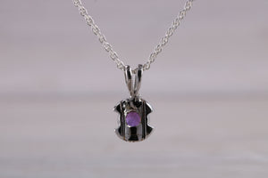 Round cut Half carat Amethyst set White Gold Necklace