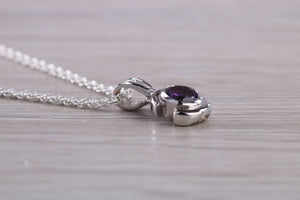 Round cut Half carat Amethyst set White Gold Necklace