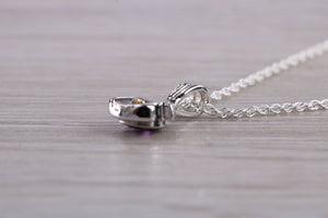 Round cut Half carat Amethyst set White Gold Necklace