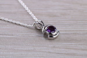 Round cut Half carat Amethyst set White Gold Necklace