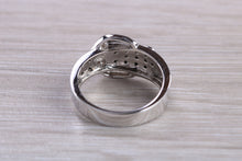 Load image into Gallery viewer, Black and white Diamond buckle ring, 9ct White Gold with natural Diamond&#39;s, the perfect gift for all ages and all of life&#39;s occasions