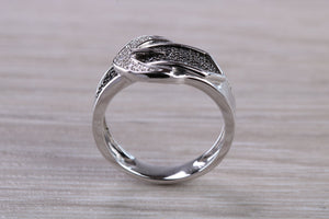 Black and white Diamond buckle ring, 9ct White Gold with natural Diamond&#39;s, the perfect gift for all ages and all of life&#39;s occasions