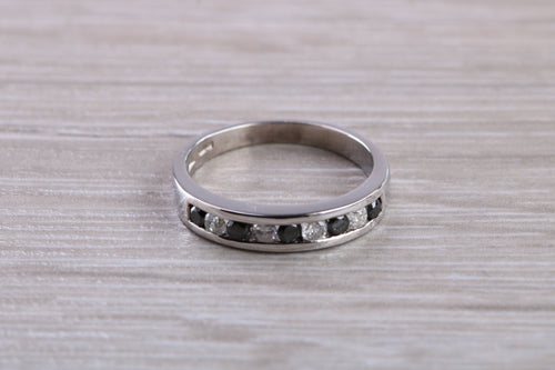 Black and White Diamond set White Gold Eternity Ring