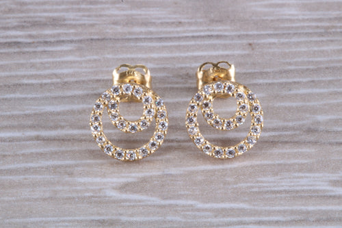 9ct Gold Round Swirl C Z Stud Earrings