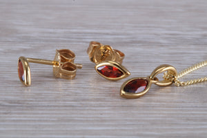 Marquise cut Garnet Earrings with Matching Necklace