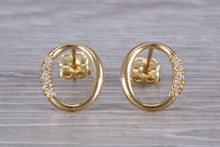 Load image into Gallery viewer, 9ct Gold Oval C Z Stud Ear Rings