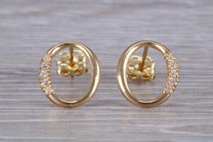9ct Gold Oval C Z Stud Ear Rings