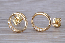 Load image into Gallery viewer, 9ct Gold Oval C Z Stud Ear Rings