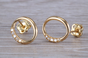 9ct Gold Oval C Z Stud Ear Rings