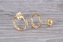 Load image into Gallery viewer, 9ct Gold Oval C Z Stud Ear Rings