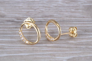 9ct Gold Oval C Z Stud Ear Rings