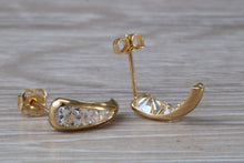 Load image into Gallery viewer, 9ct Gold Half Hoop C Z Stud Earrings