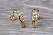 Load image into Gallery viewer, 9ct Gold Half Hoop C Z Stud Earrings