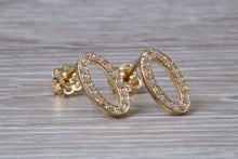 Load image into Gallery viewer, 9ct Gold Oval C Z Stud Earrings