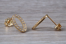 Load image into Gallery viewer, 9ct Gold Oval C Z Stud Earrings