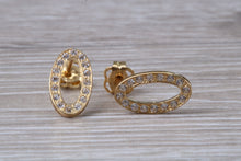Load image into Gallery viewer, 9ct Gold Oval C Z Stud Earrings