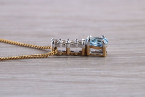 Tear Drop Aquamarine and Diamond set Necklace