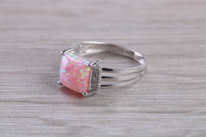 Fiery Opal and Diamond ring, 9ct white gold set with Opal and natural Diamonds
