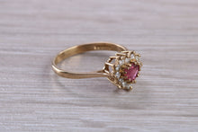 Load image into Gallery viewer, Pink Topaz and Diamond set Yellow Gold Ring