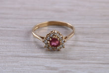 Load image into Gallery viewer, Pink Topaz and Diamond set Yellow Gold Ring