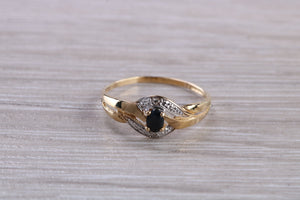 Dainty Blue Sapphire and Diamond Ring